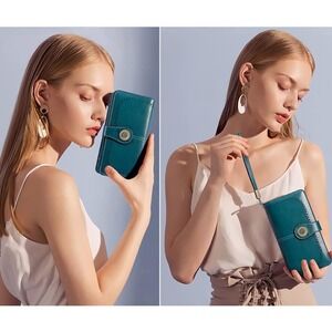 SENDEFN Wallet Women Genuine Leather Credit‎ Card Holder Large Capacity Wristlet